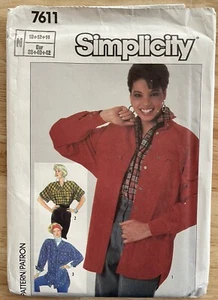 Simplicity 7611 Misses’ Loose-Fitting Shirt In Two Lengths Size 10 12 14 Uncut - Picture 1 of 5