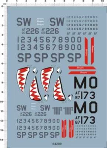 1/48 WWII USAF F-16CJ have glass F-15E Shark Jaw Marking Model Water Slide Decal - Picture 1 of 1
