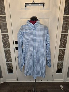 Mens IZOD Blue & Purple Plaid Collared Soft Long Sleeve Button Down Shirt 18.5 - Picture 1 of 5