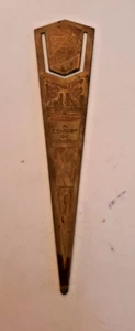Worlds Fair 1933 Chicago Century Progress BOOKMARK Fort Dearborn gold tone - Picture 1 of 2