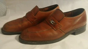 Vtg Brown Leather HYTEST Steel Toe Monk Strap Loafer Safety Dress Shoes sz 8.5 B - Picture 1 of 12