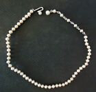 Vintage Cultured Pearl Look & Japan Sterling Silver Necklace Adjustable 11"-14"