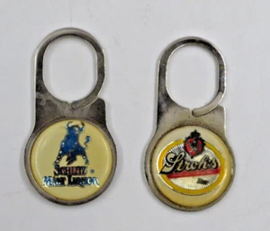 Coppia Portachiavi Birra Vintage Paglia Schlitz Malto Liquore - Foto 1 di 3