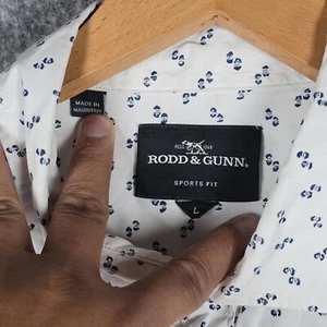 Rodd & Gunn Mens Button-up White Pattern Shirt Sports Fit w/ Some Damage F/S - Picture 1 of 13