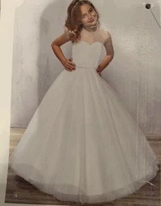Mary's Bridal communion / flower girl White Tulle dress size 8 - Picture 1 of 5
