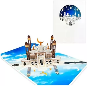 3D Pop Up Mosque Card Islamic New Year Eid Muharram Ramadan Muslim Greetings - Picture 1 of 6