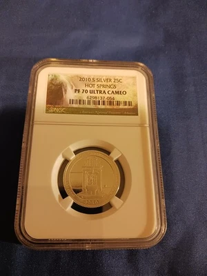 2010 S SILVER NGC HOT SPRINGS PF70 ULTRA CAMEO QUARTER  - Image 1 of 2