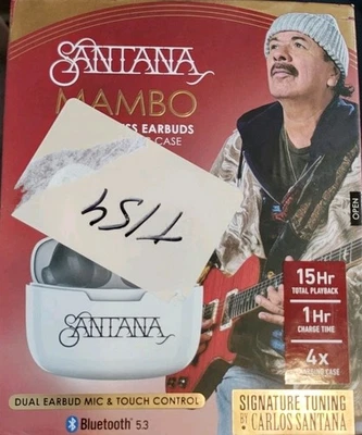 Carlos Santana MAMBO Sealed True Wireless  Bluetooth Earbuds &Charging Case Whit - Image 1 of 4
