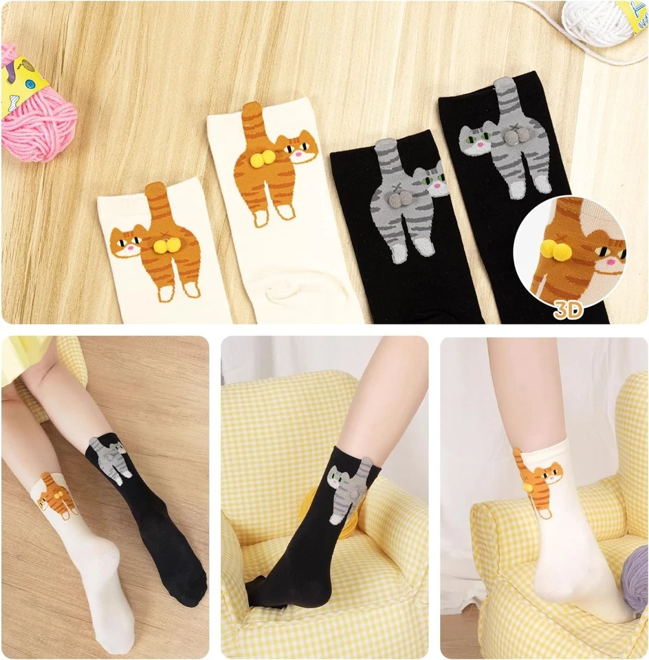 Lindos calcetines de algodón de dibujos animados para gatos mujeres niñas Kawaii Lolita tejidos calcetines para dormir Foto 1 de 4