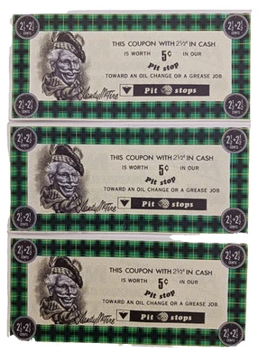 Canadian Tire Banknote Coupons 2 1/2+2 1/2 5 Cents Pit Stop - Image 1 of 2