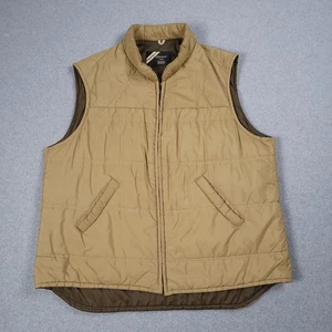 Vintage Sears Outerwear Vest Men 2XL Tall Beige 70s 80s Quilted Hunting Midlayer - Picture 1 of 9