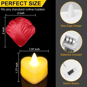 6000 Piezas Pétalos de Rosa Artificiales con 72 Velas Románticas Sin Llama LED Corazón Té - Imagen 1 de 6