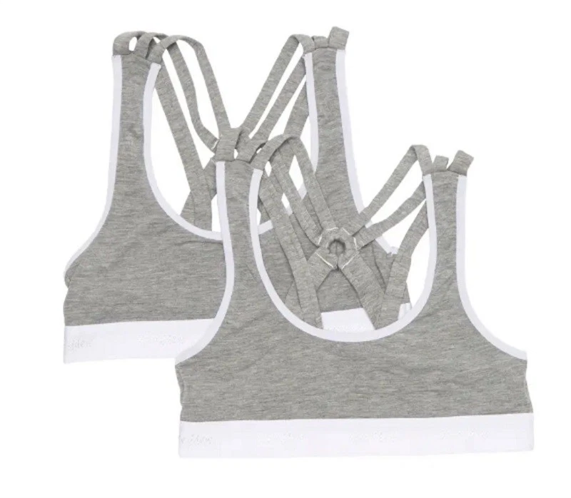 NEW 2 Honeydew M Charlie Racerback Bra Gray White 97512 - Image 1 of 2