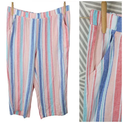 Pantalones capri croft Barrow de lino 16 16 W informales capris rosa azul  Foto 1 de 4