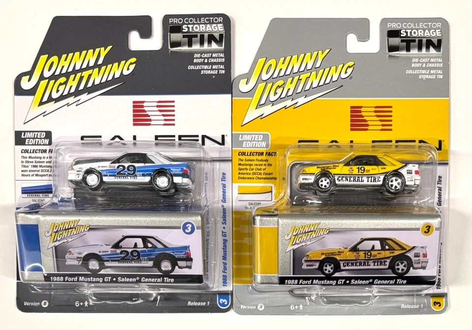 NEW 2024 Johnny Lightning Tin 88 Saleen Mustang GT General Tire Vr A & B Lot  2 - Image 1 of 1