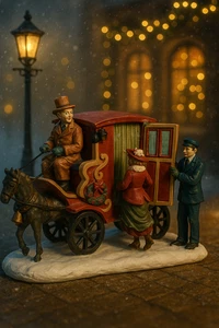 Estatuilla victoriana de carruaje de caballos de Navidad Dickens escena de pueblo decoración navideña - Imagen 1 de 11