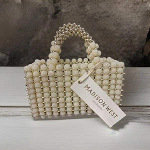 Borsa a secchiello Madison West Pearl nuova con etichetta quadrata formale festa matrimonio piuttosto trendy! - Foto 1 di 10
