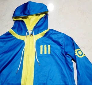 Fallout Hoodie Mens Small Blue Vault 111 Fleece Full Zip Sweatshirt NWOT TV Show - Picture 1 of 9
