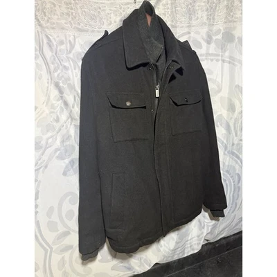 CHAQUETA ABRIGO DE CAMPO MICHAEL KORS PARA HOMBRE NEGRA MEZCLA DE LANA CREMALLERA COMPLETA GÉNOVA TALLA XL $325 Foto 1 de 4