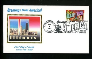 US FDC 2002 Greetings from America #3573 Illinois IL Colorano Large Letter - Picture 1 of 1