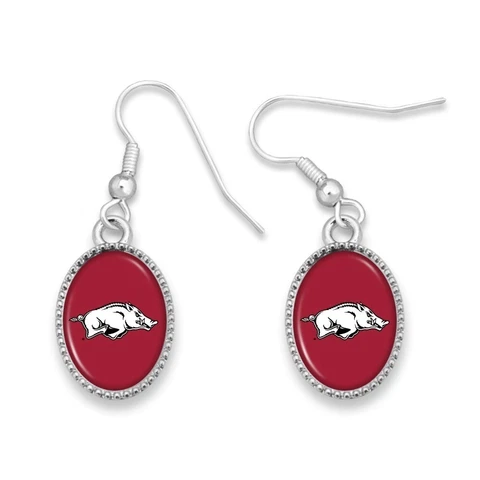New Arkansas Razorback Oval Logo Earrings, Fish Hook, Gift for Her Mom Cover