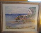 Summer at the port,Watercolor original By Sally Swatland*, ProFramed under Glass