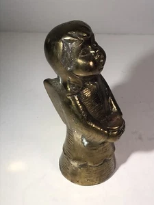 Vintage Bronze Brass (Plated?) Singing Cherub Angel Statue Figurine 6" - Foto 1 di 12