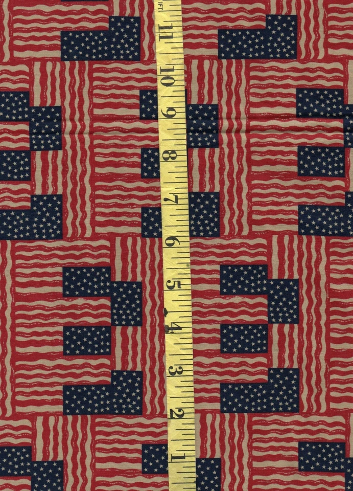 * 45" * RJR FABRICS * "STARS & STRIPES" * RED * BEIGE * BLUE * 1/2 YARD - Image 1 of 1