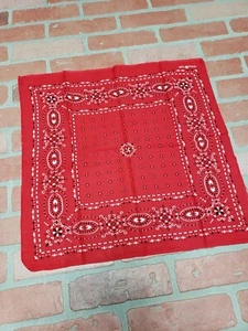 Vintage Red Fast Color Biker Bandana Made in USA 100% Cotton Western cowboy - Picture 1 of 8