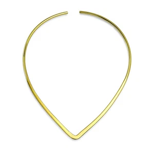 Classic V Collar Thin Twist Braid Choker Necklace Yellow Gold Plated - Picture 1 of 9