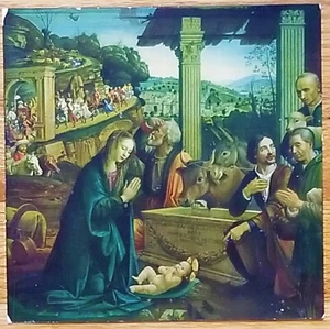 Adoration of the Shepherds Print 7" x 7" by Ghirlandaio Turin ITALY 1940s - Imagen 1 de 1