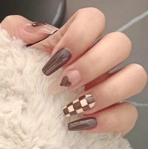 Fingernails Coffin Fake Nails Stick on Nails for Women - Picture 1 of 4