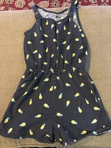 SO Girls Grey & Pineapples One Piece Jumper Size Large 10-12 (AH) - Picture 1 of 6