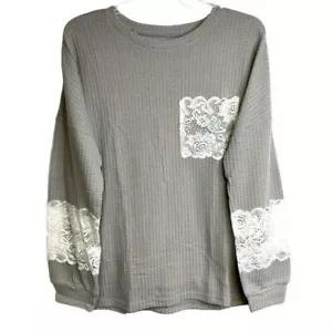 Top de punto de gofres Patchwork de encaje 4X (5556) - Imagen 1 de 4