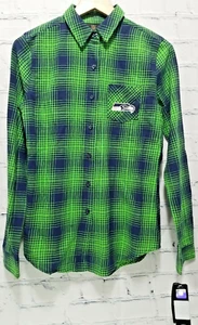 NFL Juniors Seattle Seahawks Camisa a Cuadros Abotonada Talla Pequeña 3/5 Verde Azul C1 - Imagen 1 de 8