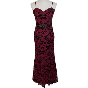 Triangles Prom Dress Long Size 11 Red Black Florals Sweetheart Y2K Whimsigoth - Picture 1 of 19