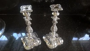 A PAIR OF  OLD SHEFFIELD SILVER PLATE CANDLESTICKS - Picture 1 of 12