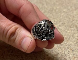 Stainless Steel Unisex Steampunk Skull Ring (Size 10) - Red Eye, Gadgets, AI