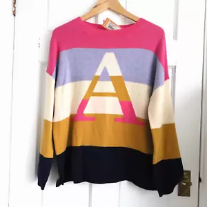 White Stuff 'A' Alphabet Jumper Size Medium BNWT RRP £59 Striped - Picture 1 of 7