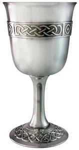 Cáliz de peltre copa de vino 5" 6" labio acampanado banda celta base ornamentada - Imagen 1 de 3