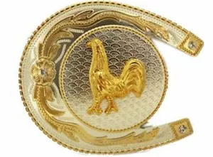 Hebilla de cinturón de gallo occidental vaquero hombres niñas mujeres rodeo Texas dorado plata metal - Imagen 1 de 4