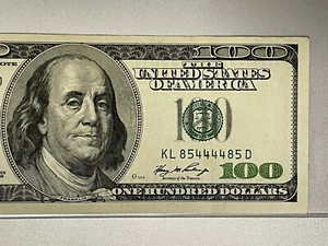 2006 A San Franc. $100 Very Fancy Radar Bill S/N KL 85444485 D Uncirculated Note - Picture 1 of 4