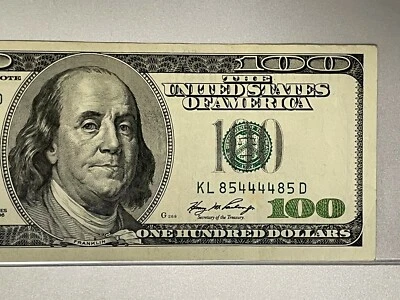 2006 A San Franc. $100 Very Fancy Radar Bill S/N KL 85444485 D Uncirculated Note - Image 1 of 4