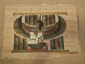 Rare Hand Painted Egyptian Papyrus - B.T - Tan Wings  - Picture 1 of 9