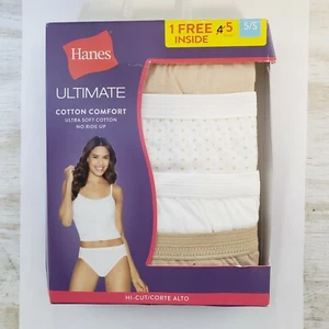 Hanes ultimativer Baumwollkomfort ultraweiche hochgeschnittene Höschen Größe 5 Damen 5er-Pack - H1 - Bild 1 von 5