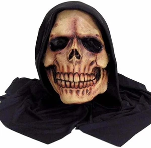⭐ Forum Novelties Hooded Skeleton Grim Reaper Skull Face Mask Halloween Costume - Picture 1 of 1