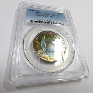 1986 S Proof PCGS PR67 Statue of Liberty TONED Commemorative Half Dollar #57127A - Picture 1 of 4