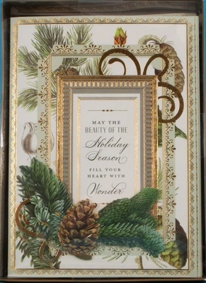 Anna Griffin Pine Cone Christmas Handmade 3D Embellished Cards Envelopes Box 10 - Image 1 of 3