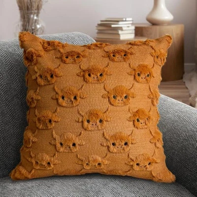 Fundas de almohada de vaca Highland vintage fundas de almohada de granja 18x18 casa de vaca  Foto 1 de 4