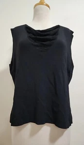 MARINA RINALDI Cowl Neck Dual Crepe Knit Top in Black, Size L Barely Worn - Picture 1 of 7